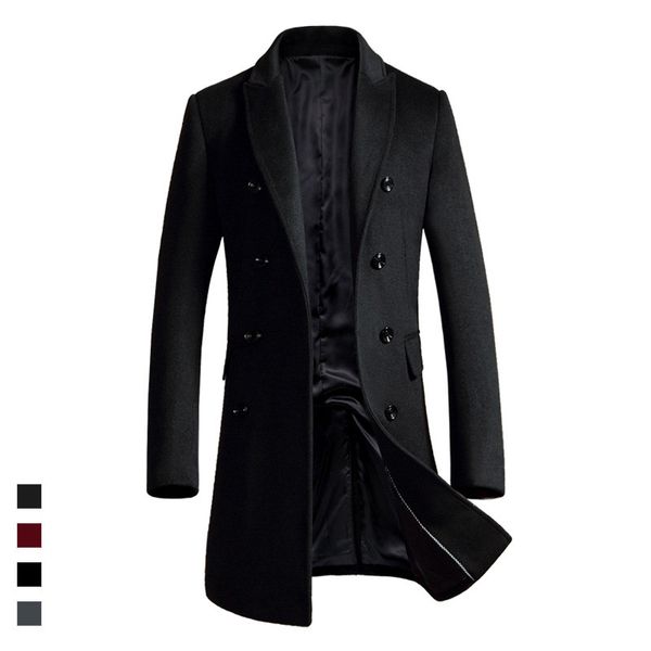 long design new style wool coat men turn down collar double breasted woolen trench coats male slim overcoat 2018 autumn winter, Black
long design new style wool coat men turn down collar double breasted woolen trench coats male slim overcoat 2018 autumn winter, Black
