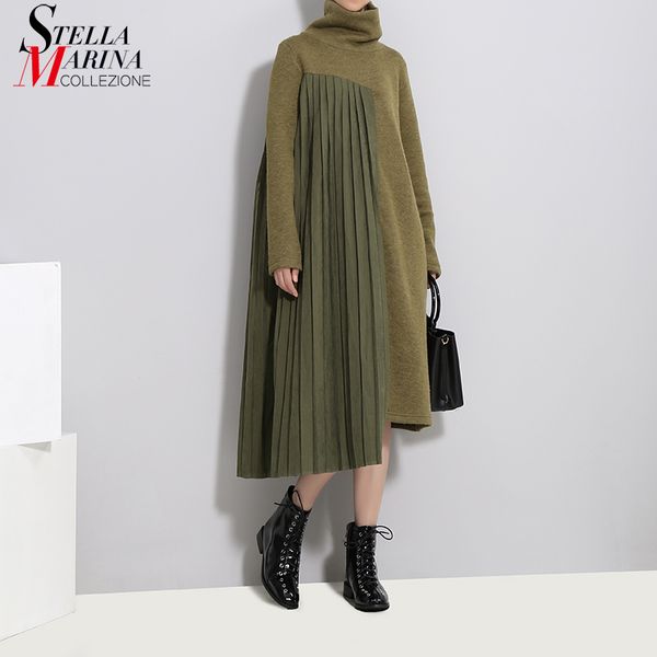 2018 autumn winter women army green pleated sweater dress long sleeve turtleneck female casual streetwear midi dress style 3031, White;black
2018 autumn winter women army green pleated sweater dress long sleeve turtleneck female casual streetwear midi dress style 3031, White;black