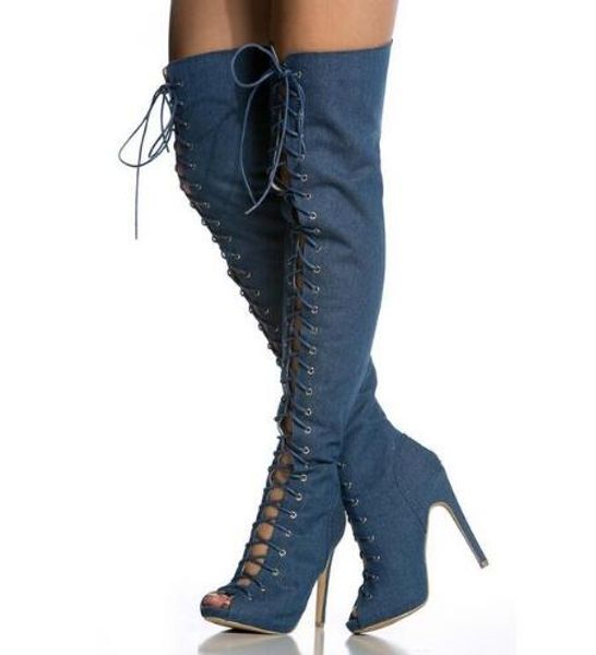 women fashion peep toe jean over the knee boots women cut-out gladiator sandals boots thin heels tie-up slim long boots ship, Black
women fashion peep toe jean over the knee boots women cut-out gladiator sandals boots thin heels tie-up slim long boots ship, Black