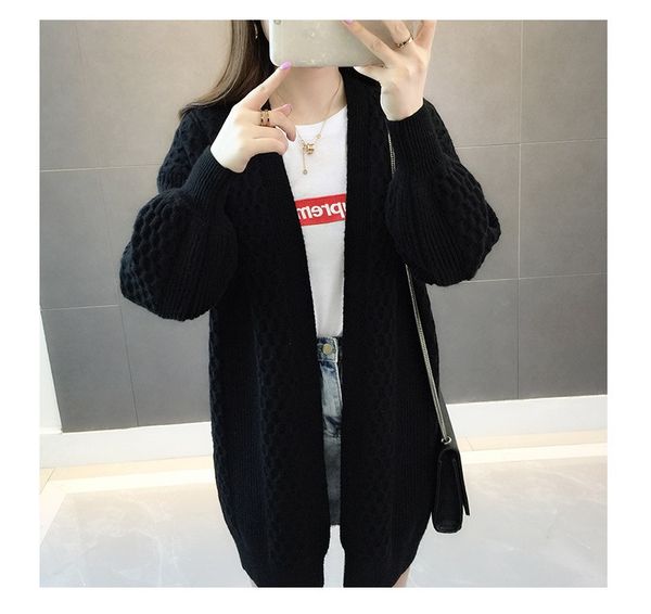 autumn winter fashion women long sleeve loose knitting cardigan sweater women knitted female cardigan pull femmel lantern sleeve, White;black
autumn winter fashion women long sleeve loose knitting cardigan sweater women knitted female cardigan pull femmel lantern sleeve, White;black