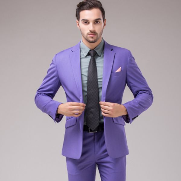 fashion purple casual dinner party tuxedos men suits one button 2 pieces (jacket+pants) notched collar trim fit suits, Black;gray 
fashion purple casual dinner party tuxedos men suits one button 2 pieces (jacket+pants) notched collar trim fit suits, Black;gray