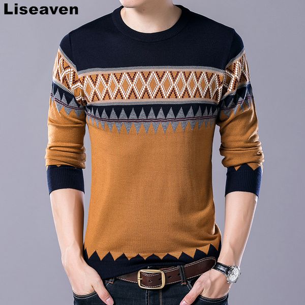 liseaven men brand fashion pullover sweater male o-neck geometry slim fit knitting mens sweaters, White;black
liseaven men brand fashion pullover sweater male o-neck geometry slim fit knitting mens sweaters, White;black