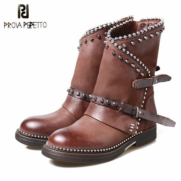 prova perfetto 2018 autumn winter women mid boots do old cow genuine leather short boots rivets beading burnished leather, Black
prova perfetto 2018 autumn winter women mid boots do old cow genuine leather short boots rivets beading burnished leather, Black