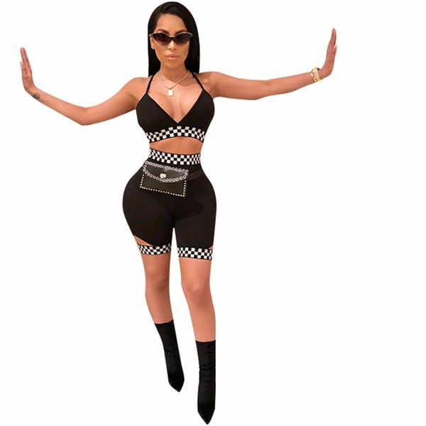 2 piece set women racing plaid print cami crop and shorts sporting suit feminine women set women 's tracksuit female, Gray
2 piece set women racing plaid print cami crop and shorts sporting suit feminine women set women 's tracksuit female, Gray