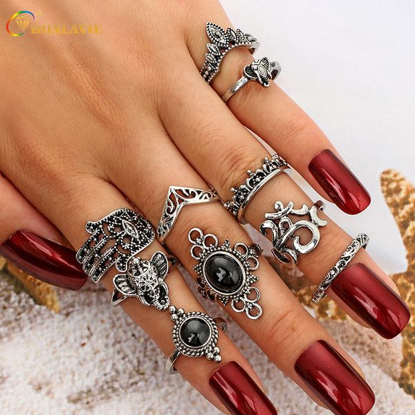 fashion elephant midi rings set carved black stone knuckle ring hollow crown boho ring jewelry for women, Golden;silver
fashion elephant midi rings set carved black stone knuckle ring hollow crown boho ring jewelry for women, Golden;silver