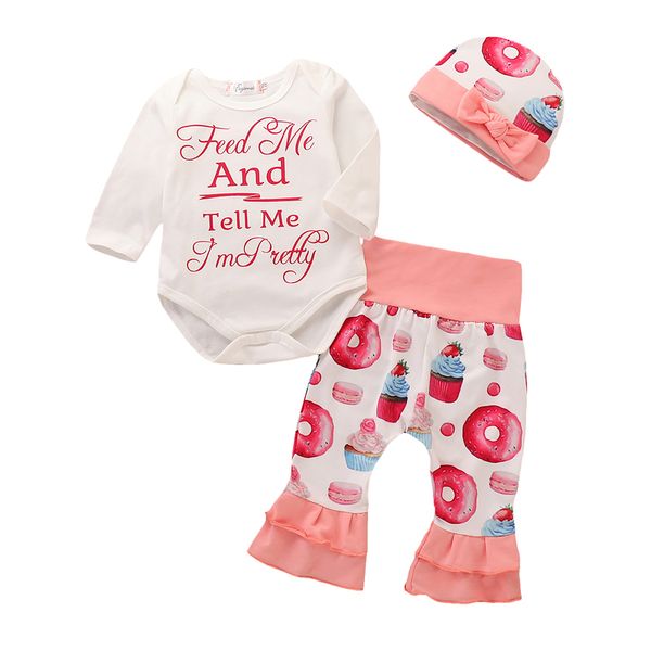 2018 girls baby rompers clothing sets letters printed toddler romper +pants+ cap 3pcs set summer cotton infant onesies clothes outfits, White
2018 girls baby rompers clothing sets letters printed toddler romper +pants+ cap 3pcs set summer cotton infant onesies clothes outfits, White