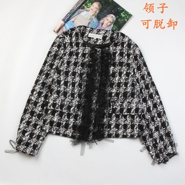 new 2018 sweet wind coat lace collar early autumn net short black red with small pure fresh coat tweed cardigan, Black;brown
new 2018 sweet wind coat lace collar early autumn net short black red with small pure fresh coat tweed cardigan, Black;brown