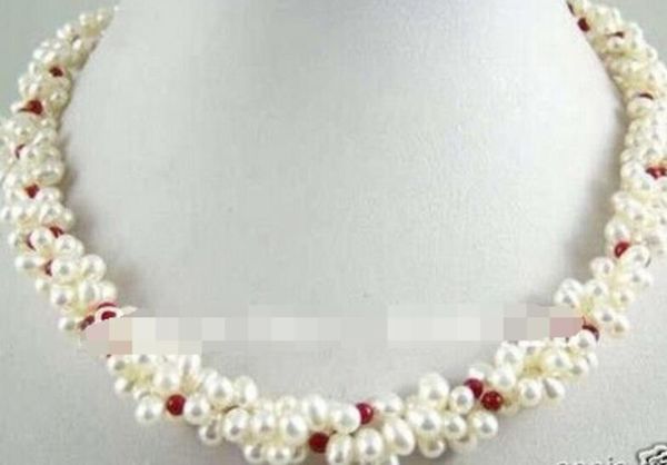 ll<<< 1567 white freshwater pearl coral 3 rows twist necklace, Silver
ll<<< 1567 white freshwater pearl coral 3 rows twist necklace, Silver