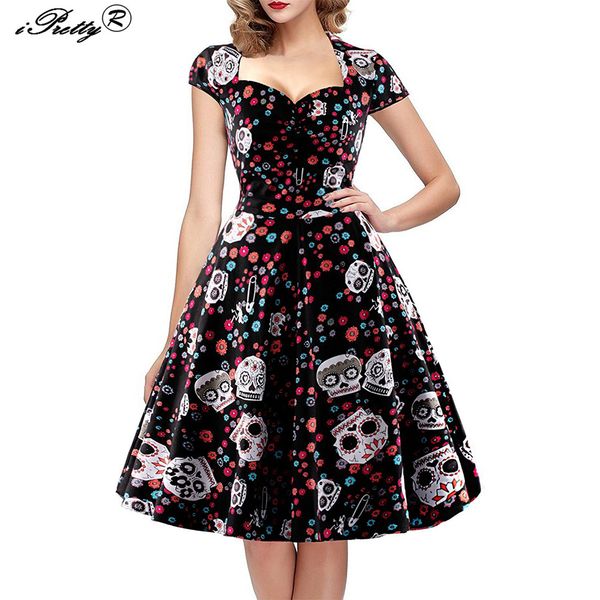 ipretty elegant skull print dress women vintage 50s 60s square collar wrapped chest plus size 4xl swing rockabilly pin up dress, White;black
ipretty elegant skull print dress women vintage 50s 60s square collar wrapped chest plus size 4xl swing rockabilly pin up dress, White;black