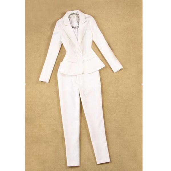 new women's women's solid color single button suit two-piece suit (jacket + pants) women's business formal dress, White;black
new women's women's solid color single button suit two-piece suit (jacket + pants) women's business formal dress, White;black