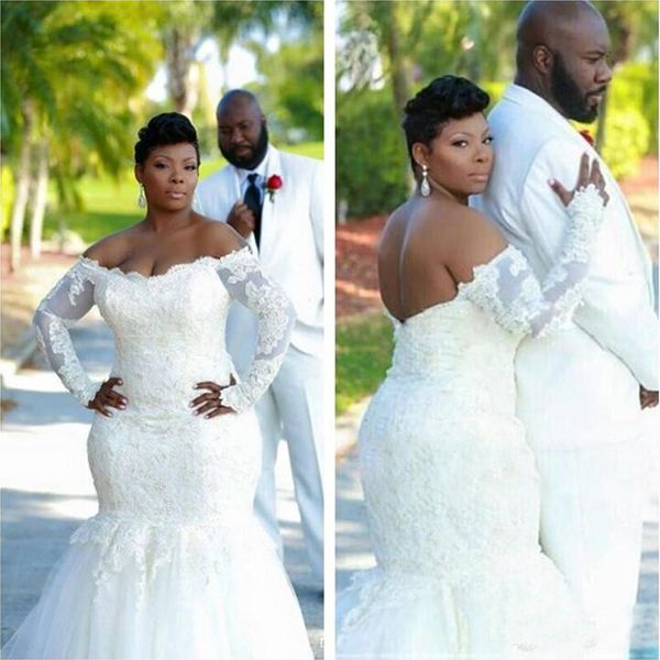 beaded lace mermaid plus size wedding dresses with long sleeve off the shoulder white tulle african backless bridal gowns custom made
beaded lace mermaid plus size wedding dresses with long sleeve off the shoulder white tulle african backless bridal gowns custom made