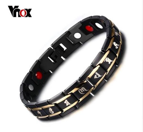 vnox health men bracelet bangle 316l stainless steel magnetic care jewelry black engraved chinese buddhism, Golden;silver
vnox health men bracelet bangle 316l stainless steel magnetic care jewelry black engraved chinese buddhism, Golden;silver