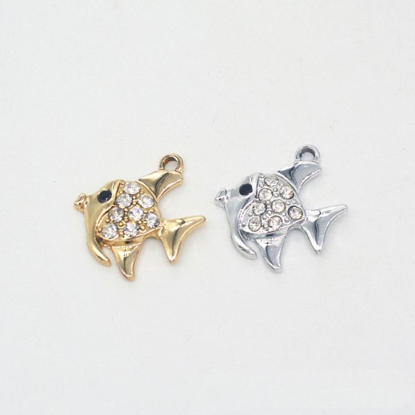 100pcs/lot rhinestone goldfish charms pendant, 22*19mm gold plated, silver plated good for craft, jewelry making, Bronze;silver
100pcs/lot rhinestone goldfish charms pendant, 22*19mm gold plated, silver plated good for craft, jewelry making, Bronze;silver