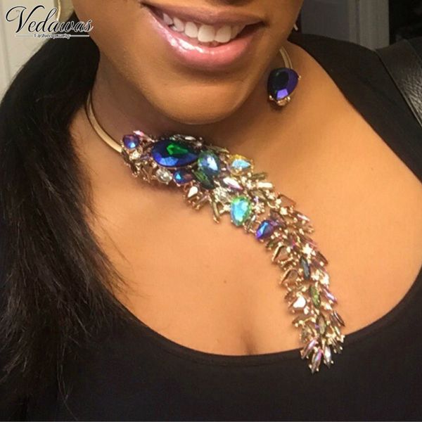 vedawas 2020 new fashion crystal wedding party jewelry luxury unique pendant statement necklace choker collar wholesale 2621, Silver 
vedawas 2020 new fashion crystal wedding party jewelry luxury unique pendant statement necklace choker collar wholesale 2621, Silver