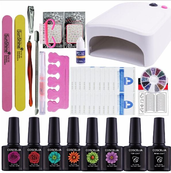 kit nail gel manicure set 36w uv lamp dryers nail art kits 6 colors gel polish primer and base extension set
kit nail gel manicure set 36w uv lamp dryers nail art kits 6 colors gel polish primer and base extension set