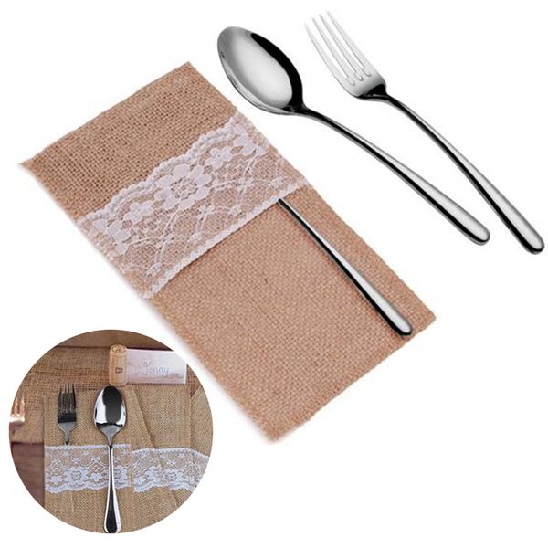 new natural jute lace pockets rustic wedding tableware packaging fork & knife burlap holder cutlery pocket
new natural jute lace pockets rustic wedding tableware packaging fork & knife burlap holder cutlery pocket