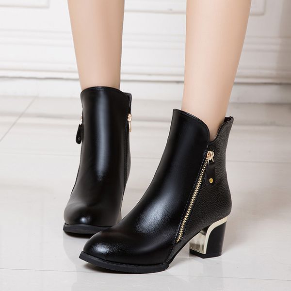 women leather ankle boots 2018 fashion winter block high heels glitter martin boots black ladies shoes size 42
women leather ankle boots 2018 fashion winter block high heels glitter martin boots black ladies shoes size 42