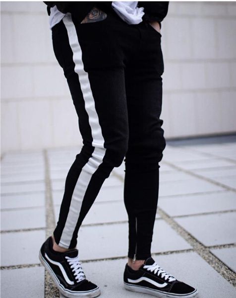 Side Striped Zipper Design Mens Jeans Black High Street Denim Pencil Pants Jeans Male Fashion Slim Biker Hip Hop Jeans Full Length
Side Striped Zipper Design Mens Jeans Black High Street Denim Pencil Pants Jeans Male Fashion Slim Biker Hip Hop Jeans Full Length