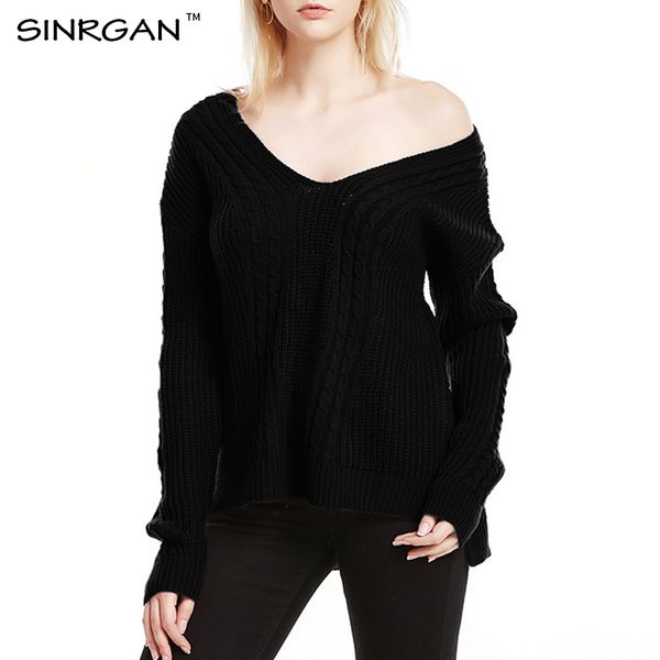 sinrgan autumn winter women sweaters v-neck solid high-low side split knitted pullovers twist weave bottom female sweaters, White;black
sinrgan autumn winter women sweaters v-neck solid high-low side split knitted pullovers twist weave bottom female sweaters, White;black