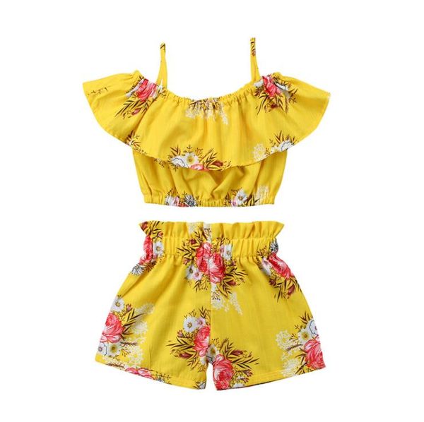 2018 new baby girls outfits flower shorts kids babys girls clothes sets fashion summer kids clothes printed ruffle + shorts 2pcs suits, White 
2018 new baby girls outfits flower shorts kids babys girls clothes sets fashion summer kids clothes printed ruffle + shorts 2pcs suits, White