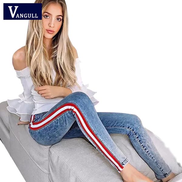 vangull ankle-length high waist jeans woman side striped patchwork skinny jeans all matched casual pants brief slim winter, Blue
vangull ankle-length high waist jeans woman side striped patchwork skinny jeans all matched casual pants brief slim winter, Blue