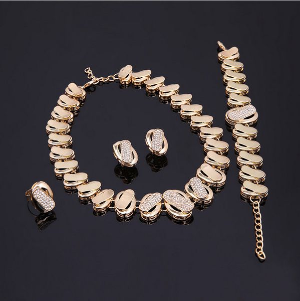 fashion earrings necklace bracelet ring 4-piece set jewelry luxury rhinestone 18k gold plated geometric alloy wedding jewelry set, Slivery;golden
fashion earrings necklace bracelet ring 4-piece set jewelry luxury rhinestone 18k gold plated geometric alloy wedding jewelry set, Slivery;golden