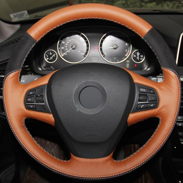 hand-stitched car steering wheel cover orange genuine leather black suede for bmw x3 2014 x5
hand-stitched car steering wheel cover orange genuine leather black suede for bmw x3 2014 x5