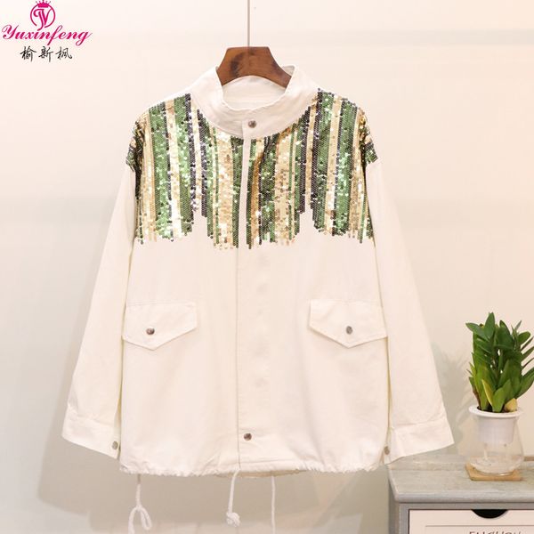 yuxinfeng 2018 autumn denim trench coat women stand collar sequined patchwork fashion windbreaker loose long cardigan feminine, Tan;black
yuxinfeng 2018 autumn denim trench coat women stand collar sequined patchwork fashion windbreaker loose long cardigan feminine, Tan;black