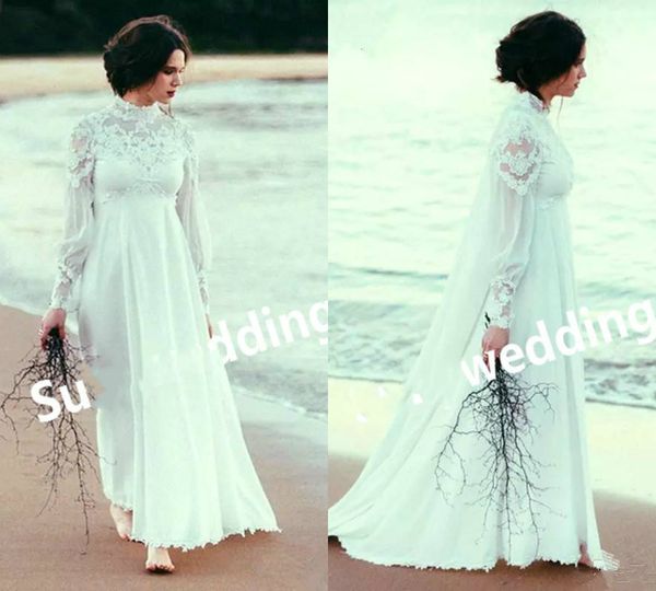 2019 beach chiffon wedding dresses with long sleeves lace empire waist country pregnant wedding bridal gowns a line boho wedding gowns, White
2019 beach chiffon wedding dresses with long sleeves lace empire waist country pregnant wedding bridal gowns a line boho wedding gowns, White