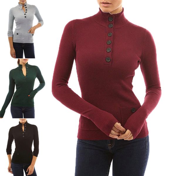 new fashion ladies women sheath knitted sweater jumper long sleeve casual knitwear outwear tee with button, White;black
new fashion ladies women sheath knitted sweater jumper long sleeve casual knitwear outwear tee with button, White;black