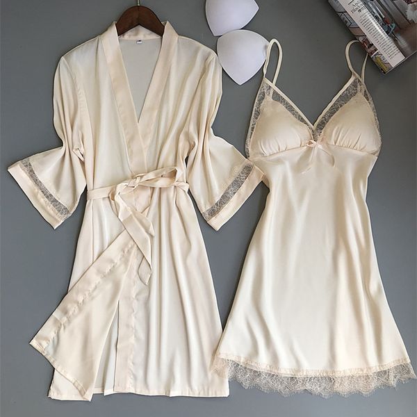 new bathrobe set ice silk pajamas female long gowns for house robe clothes, Black;red
new bathrobe set ice silk pajamas female long gowns for house robe clothes, Black;red