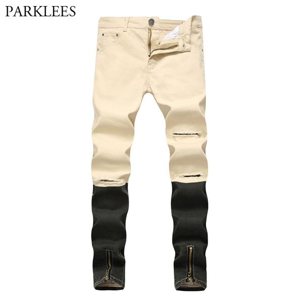 2018 male hip hop streetwear jeans pants double color botton zipper ripped jeans homme cotton slim elastic skinny pants 42, Blue
2018 male hip hop streetwear jeans pants double color botton zipper ripped jeans homme cotton slim elastic skinny pants 42, Blue