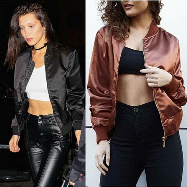 autumn women lady thin jackets fashion basic bomber jacket long sleeve coat casual stand collar thin slim fit outerwear, Black;brown
autumn women lady thin jackets fashion basic bomber jacket long sleeve coat casual stand collar thin slim fit outerwear, Black;brown