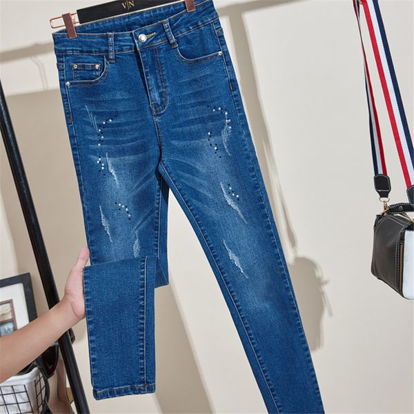 plus size jeans for women high waist ripped elastic long casual denim pencil pants beading skinny female trousers stretch jeans, Blue
plus size jeans for women high waist ripped elastic long casual denim pencil pants beading skinny female trousers stretch jeans, Blue