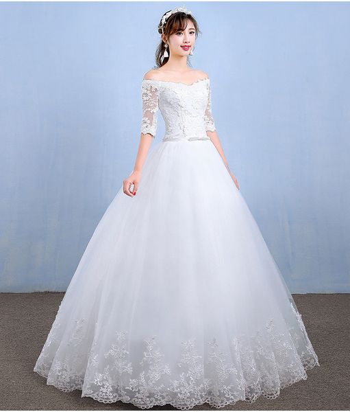 wedding dresses 2018 new arrival appliques embroidery lace half sleeve boat neck princess gown vestido de noiva, White
wedding dresses 2018 new arrival appliques embroidery lace half sleeve boat neck princess gown vestido de noiva, White