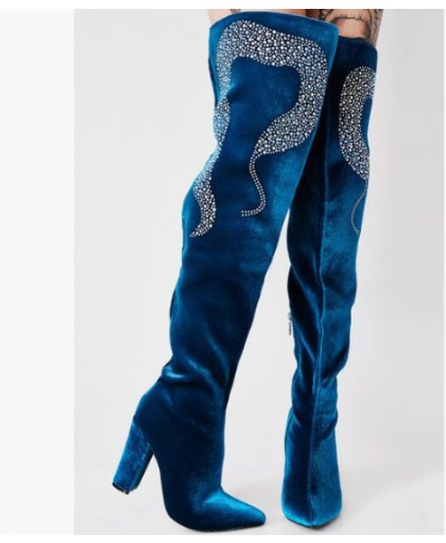 emma king 2019 rihana women winter high heels boots over the knee velvet shoes rhinestones evening party pointed toe boots, Black
emma king 2019 rihana women winter high heels boots over the knee velvet shoes rhinestones evening party pointed toe boots, Black