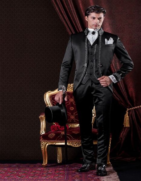 3 piece long pattern embroider groomsmen mandarin lapel groom tuxedos men suits wedding/prom/dinner man blazer(jacket+pants+tie+vest), Black;gray
3 piece long pattern embroider groomsmen mandarin lapel groom tuxedos men suits wedding/prom/dinner man blazer(jacket+pants+tie+vest), Black;gray