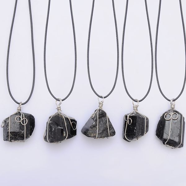 black tourmaline pendant necklace raw stone schorl leather necklace chakra healing crystal quartz point pendant natural stone necklace, Silver
black tourmaline pendant necklace raw stone schorl leather necklace chakra healing crystal quartz point pendant natural stone necklace, Silver