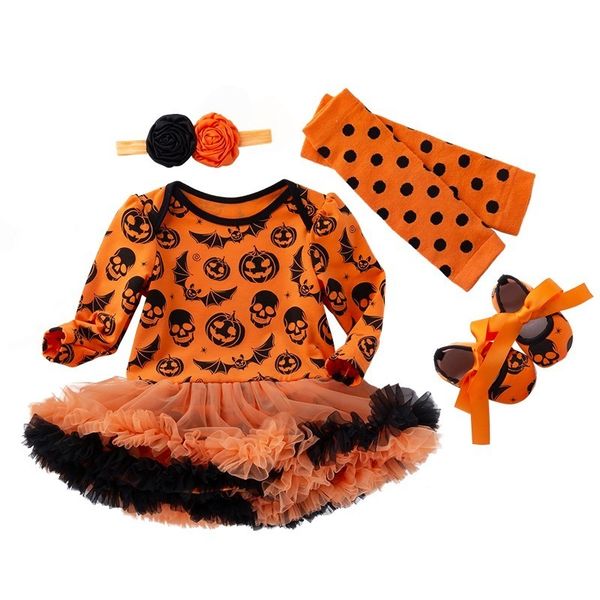2018 new female cotton long-sleeved skirt halloween pumpkin dress four-piece suit, White
2018 new female cotton long-sleeved skirt halloween pumpkin dress four-piece suit, White