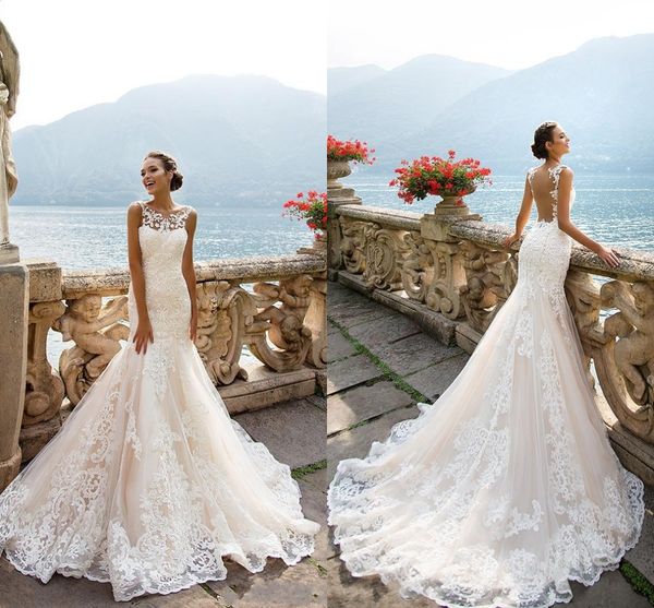 vintage mermaid full lace wedding dresses applique crew neck illusion backless beach bridal wedding gowns plus size wedding dresses dh176, White
vintage mermaid full lace wedding dresses applique crew neck illusion backless beach bridal wedding gowns plus size wedding dresses dh176, White