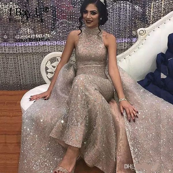high neck prom dresses with bling beads sequins applique elegant evening gowns sweep train mermaid evening dress with detachable train, Black;red
high neck prom dresses with bling beads sequins applique elegant evening gowns sweep train mermaid evening dress with detachable train, Black;red