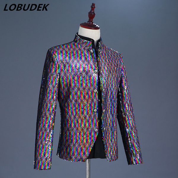seven colors sequins jacket male fashion popular slim coat nightclub dj men singer host stage costume punk dancer show outerwear, Black;brown
seven colors sequins jacket male fashion popular slim coat nightclub dj men singer host stage costume punk dancer show outerwear, Black;brown