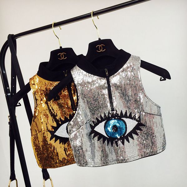 short sequins vset t-shirts women new fashion hip-hop eyes sleeveless waistcoat spring summer ladies night-club party, White
short sequins vset t-shirts women new fashion hip-hop eyes sleeveless waistcoat spring summer ladies night-club party, White
