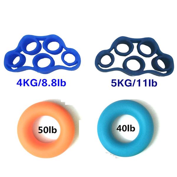 Fitness 4pcs / Lot Hand Grip Strengthener Trainer Finger Stretcher Power Exerciser Gripper For Increasing Wrist Forearm Silicone Grip Ring