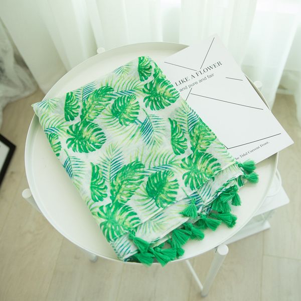 2018 new nordic style women's scarf green large leaf pattern printing cotton and linen scarf travel beach sunscreen shawl, Blue;gray
2018 new nordic style women's scarf green large leaf pattern printing cotton and linen scarf travel beach sunscreen shawl, Blue;gray