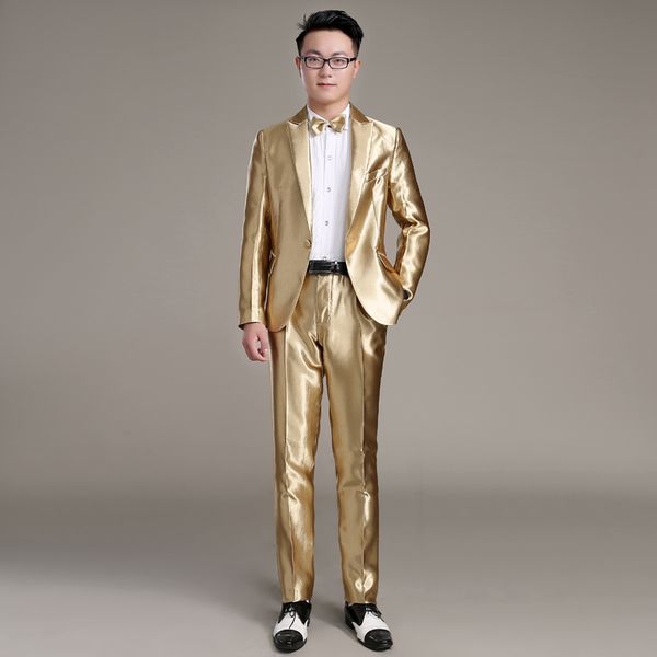 new men's casual gold silk suit suit youth costumes slim men's clothing, White;black
new men's casual gold silk suit suit youth costumes slim men's clothing, White;black