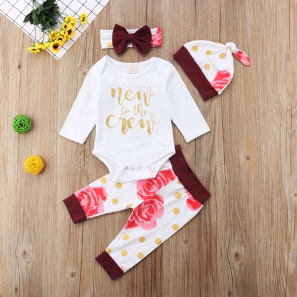 cute newborn baby girls long sleeve bodysuit floral pants hat headband 4pcs outfits set girls clothes, White
cute newborn baby girls long sleeve bodysuit floral pants hat headband 4pcs outfits set girls clothes, White