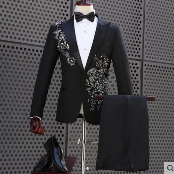 plus size flowers embroidered black jacket blazer pants set men's luxurious slim suit prom party men singer stage show suits, White;black
plus size flowers embroidered black jacket blazer pants set men's luxurious slim suit prom party men singer stage show suits, White;black