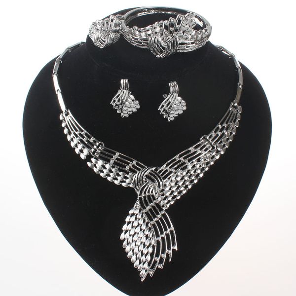 fashion african costume jewelry sets silver color rhinestone wedding women bridal accessories nigerian necklace party set, Black 
fashion african costume jewelry sets silver color rhinestone wedding women bridal accessories nigerian necklace party set, Black