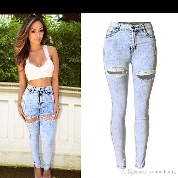 wholesale woman fashion denim trousers female high waist snow hole pants mujer elasticity pencil jeans, Blue
wholesale woman fashion denim trousers female high waist snow hole pants mujer elasticity pencil jeans, Blue